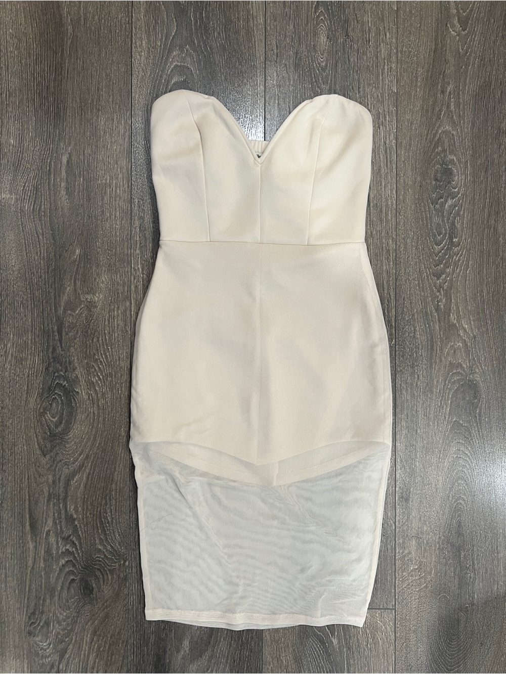 Charlotte Russe nude pink dress with mesh skirt
